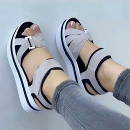 Sandals Womens Summer Shoes Wedge Platform Fashion Fishbone Roman Black H240328LZCO
