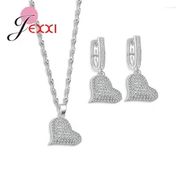 Necklace Earrings Set Exquisite Love Design Women 925 Sterling Silver Earrings/Pendant/Necklace Sets Fine Jewelry Parure Bijoux