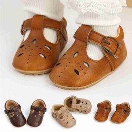 Sandals Newborn Infant Baby Girls Shoes Retro PU Leather First Walkers Hollow Toddler Baby Boys Anti-Slip Sandals Shoes sandalias 240329