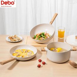 Cookware Sets Debo 3003 Aluminum Alloy Non-Stick Pan Set Modern Kitchen Frying Wok And Stockpot Three-Piece High-End Easy To Clean