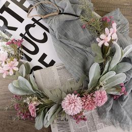 Decorative Flowers Artificial Garland Wreath Pendant Wedding Hanging Decor Flower Home Iron Creative Rustic