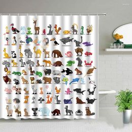 Shower Curtains Waterproof Child Curtain Set Cartoon Animal Printed Pattern Bath Polyester Fabric Home Bathroom Decor With Hooks