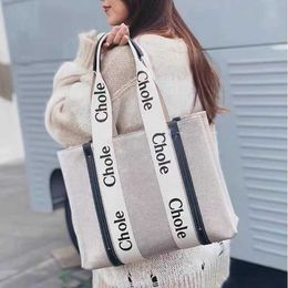 Original Chlee High Version Letter Canvas Tote Bag Small and Versatile Large Capacity Shopping Female College Student Computer