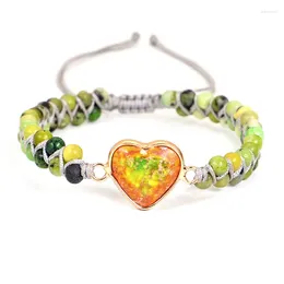 Strand Heart Charm Bracelets Natural Stone String Braided Macrame Friendship Wrap Bracelet Women Jewellery