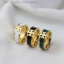 Designer Tory Torys Burches Ring Fashion Commuter Tb Ring Enamel Glazed Three Colour Simple Ring Set with Versatile Light Luxury Style Brass