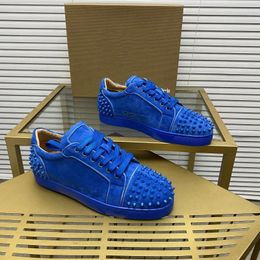 Casual Shoes Luxury Top Quality Mens Rivets Womens For Man Designer Sneakers Flats Male Footwear Blue Spiked Sport