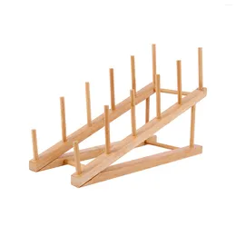 Kitchen Storage Home Lid Anti Slip Pan Practical Cups Book Display Stand Bamboo Detachable Dish Drainer Rack Accessory Tool