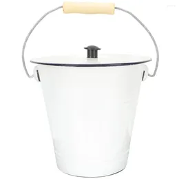 Storage Bottles Enamel Bucket With Lid Flower Vase Laundry Room Garbage Can Beverage Ice Buckets For Parties Drink Bins Small Trash