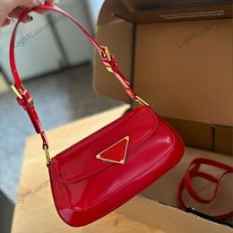 Hot Designer Evening Bag Bright Patent Leather Crossbody Bags Luxury All-match Underarm Bag Fashion Handbag For Women Baguette Red Shoulder Bags