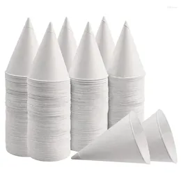 Disposable Cups Straws White Paper Cone Snow Coated Leakproof For Slush Shaved Ice Water 200Pcs