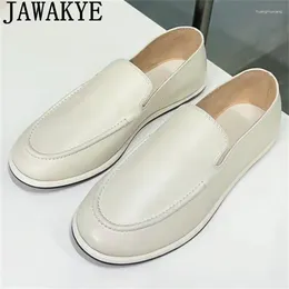 Casual Shoes 2024 Summer Retro Genuine Leather Flat Loafers Women Round Toe Slip On Comfort Walking Single Ladies