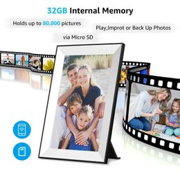 Digital Photo Frames WiFi 10.1 Inch Digital Picture Photo Frame 1280x800 IPS Touch Screen 32GB Frameo Smart Photo Frame APP Control Detachable Holder 24329