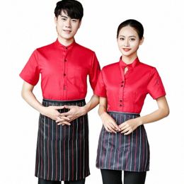 wholesale Spot Hotel Waiter Short Sleeve Apr Coffee Work Clothes Summer Hot Pot Shop Uniform Custom Logo u8tn#