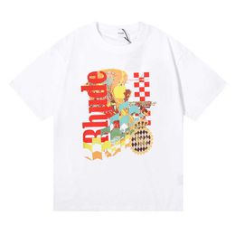Niche Beauty Trend Rhude Vision Pursues Pleasure Joyride High-quality Cotton Short Sleeved Loose T-shirt for Men and Women