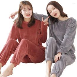 Women's Sleepwear Winter Flannel Velvet Pyjamas Sets Thick Loose Casual Soft Warm Nightgown Homewear Clothing Female Suit Pijama