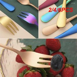 Forks 2/4/6PCS Pieces Stainless Steel Coffee Tea Fork Set Fruit Ice Cream Cake Dessert For Kid Home Party Mirror Gold