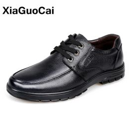 Boots Genuine Leather Men Casual Shoes British Business Men Shoes Fashion Round Toe Lace Up Autumn Winter Old Man's Footwear