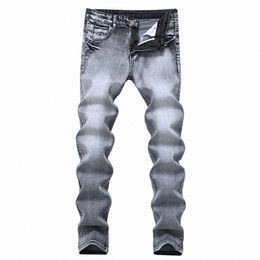 men's Grey Jeans Men's Slim Small Feet Lg Pants Versatile Stretch Men's Casual Wear s6BB#