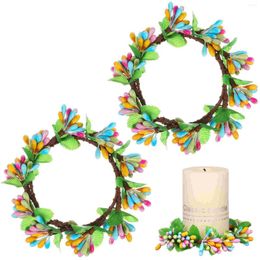 Decorative Flowers 2Pcs Wreath Artificial Berry Twig Rings Wreaths Front Door Spring Garland For Party Decor