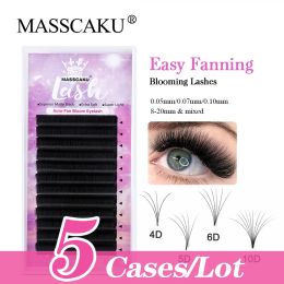 Eyelashes MASSCAKU 5 pcs/lot Easy Fanning Blooming Individual Lashes Russian Volume Auto Fan Eyelashes Natural Cilia Silk Lashes