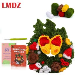 Knitting LMDZ Crochet Kit for Beginners Knitting Kit with Yarn Crochet Starter Kit Easy Christmas Wreath for Adults Beginners