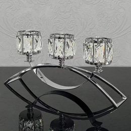 Candle Holders 3 Arm Glass Tealight Candelabra Elegant Tea Light Holder Pillar Stand For Cafe Party Festival Office Decoration