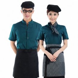 wholesale Supply Coffee Waiter Short Sleeve Bar KTV Hot Pot Shop Uniform Restaurant Tea House Clothing Summer 28BF#