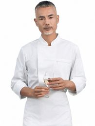 hotel Chef Jacket Restaurant Catering Cook Coat Lg Sleeve Kitchen Shirt Bakery Cafe Waiter Working Clothes Tops and Apr U7qR#