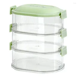 Storage Bottles 3 Layer Food Containers Leak Proof Air Tight Box Lid 3Piece