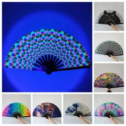 Decorative Figurines Bamboo Hand Fan Colourful Rave Fans Ribs For Festival Dancing Party Men Women Gifts Music Parties