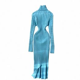 elegant Turtleneck Lg Sleeve Knit Bodyc Pencil Dr Slim Vintage Fi Sweater Vestido Sexy Women Autumn Winter Clothing H9se#