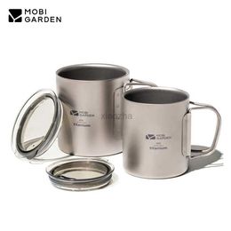 Camp Kitchen MOBI GARDEN Camping Titanium Cup Light Weight Outdoor Portable Water Coffee Cup BackPacking Trekking 300L 450ML 240329