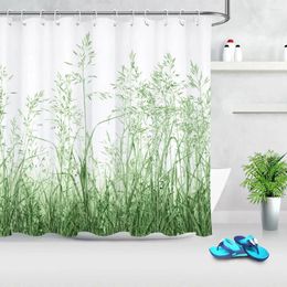 Shower Curtains Spring Green Plant Curtain Set Hooks Bathroom Accessories Polyester Bath Mildew Resistant Waterproof Home Decor