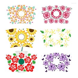 Window Stickers UV DTF Transfer Sticker Flowers For The 24oz Libbey Glasses Wraps Bottles Cold Cup Can DIY Waterproof Custom Decals C330-K