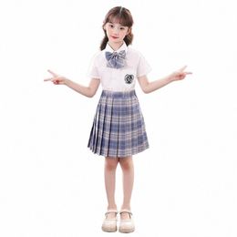 summer White School Girl Uniform Korean Preppy Style Pleated Skirt Jk Set School Skirts for Teen Girls Short Schoolgirl Costume w9WF#