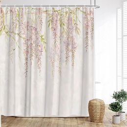 Shower Curtains Spring Curtain Greenery Vine Flower Crony Peacock Potted Bird Butterfly Home Bathroom Decoration