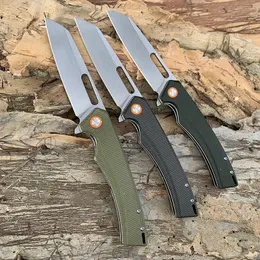 Tunafire GT957 folding pocket knife D2 Steel High end linen Fibre black/green /army green handle outdoor camping knife with ball bearing