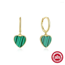 Hoop Earrings 925 Sterling Silver Malachite Heart Family Gathering Creative Luxury Jewellery 2024 Trend Elegant Accessories