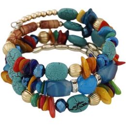 0603 Bracelet broken stone pine stone shell beads multi layer winding Bracelet