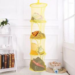 Storage Bags 3/4 Shelf Foldable Toy Hanging Net Organizer Space Saving For Kids Room Zipper Bra Drying Basket Mesh Stoage Bag Cage