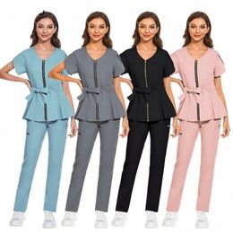 beauty Sal Work Uniforms Short-sleeved Health Service Work Suit Pet Scrubs Costume Women Clothes Scrubs Medical Uniforms Women t3sF#