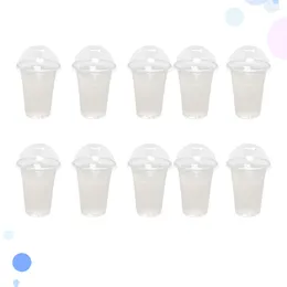 Disposable Cups Straws 100 Pcs Plastic Dessert Dome Lids Fruit Clear Juice Cold Drink