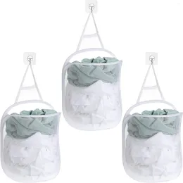 Laundry Bags Dirty Clothes Storage Bag Basket Frame Bucket Foldable Mesh Bathroom Wall Hanging Household Clothing Organizer