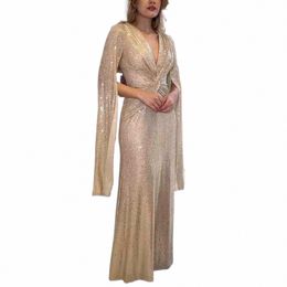 wedding Bridesmaid Sequin Female Elegant Formal Dres Slit Lg Women'S Dr Beaded Gown Guest Party Evening Prom Vestidos Z5ui#