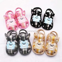 Sandals Summer Bear Pattern Hollow Sandals For Baby Boys Girls Infant Newborn Toddler Shoes Kids Soft Sole Shoes First Walker Clogs 240329