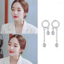 Stud Earrings Korean Drama Her Private Life Park Min Young Ame Geometric Ring Zircon Water Droplet Tassel Women's Jewelry