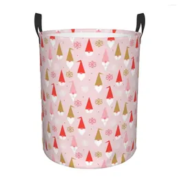 Laundry Bags Scandinavian Santa Gnome Pattern Hamper Large Clothes Storage Basket Toy Bin Organiser For Kids