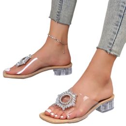 Sandals Sexy High Heel Diamond Party Wedding Bridal Shoes Women's Sling Thin Transparent