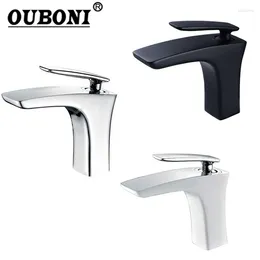 Bathroom Sink Faucets ORB Faucet Black Deck Mounted Widespread White Painting Basin Mixer Taps Chrome Polished Water