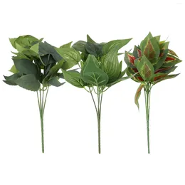 Decorative Flowers 3 Pcs Fake Wear-resistant Artificial Plant Stems Green Imitation Plants Greenery Faux Tree Leaves With